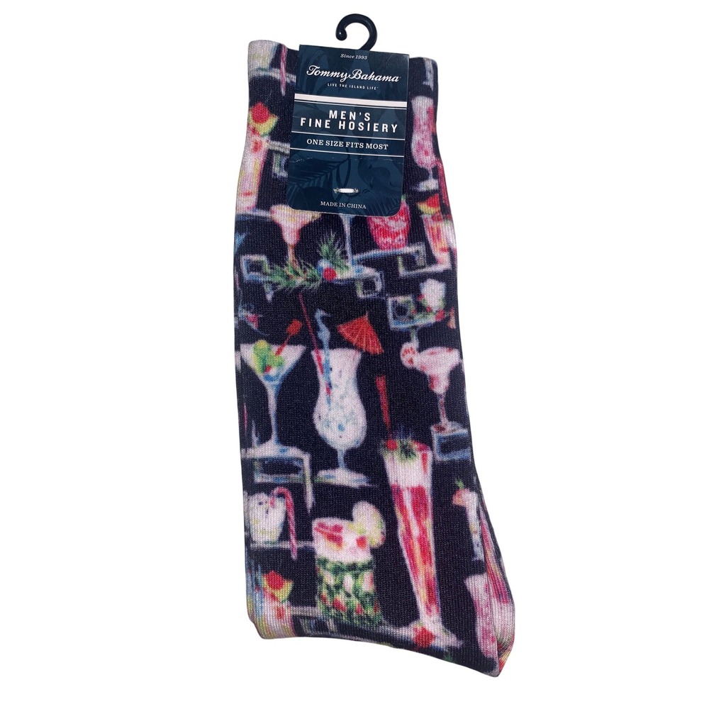 Tommy Bahama Mens Fine Hosiery Drink and Be Merry Cocktail‎ Print Socks One Size